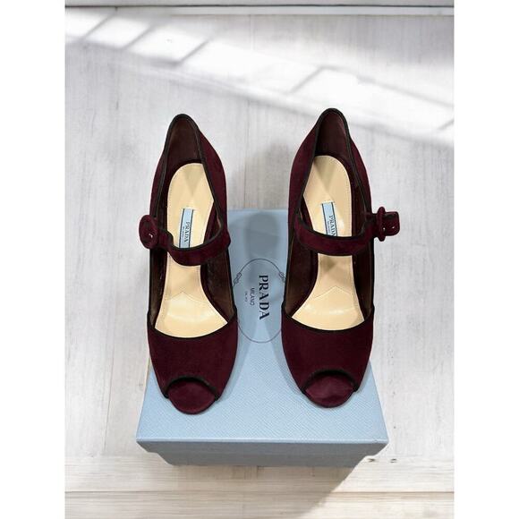 Prada 100mm Peep MJ Suede Pump Size 39 - Picture 8 of 8